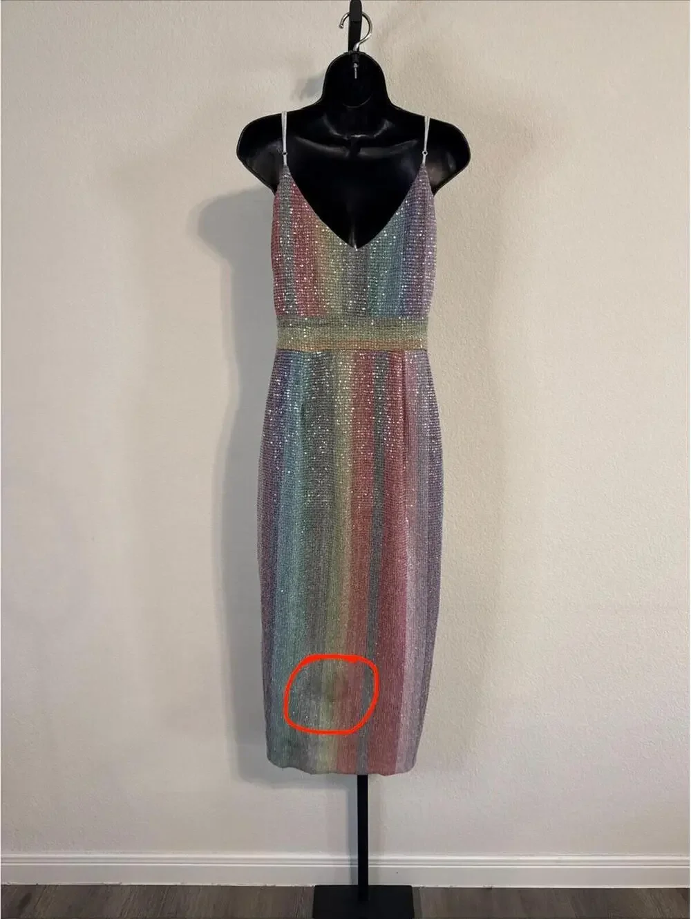SAYLOR Rainbow Meghan Sequin Mini Dress Spaghetti Straps - MED **FLAWED** - Picture 13 of 13